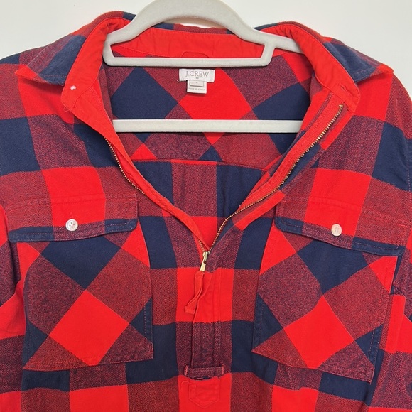 J Crew Factory Plaid Quarter Zip Flannel - Picture 2 of 6
